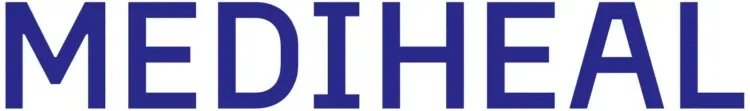 青色の「MEDIHEAL」という文字のロゴ。